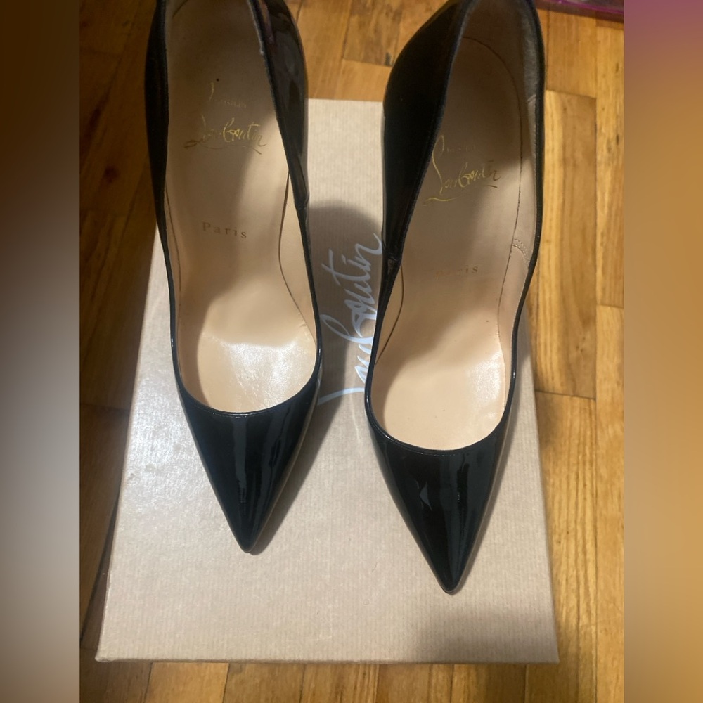 Authentic EUC So Kate 120 Christian Louboutin Black Patent LeatherPumps Sz 37